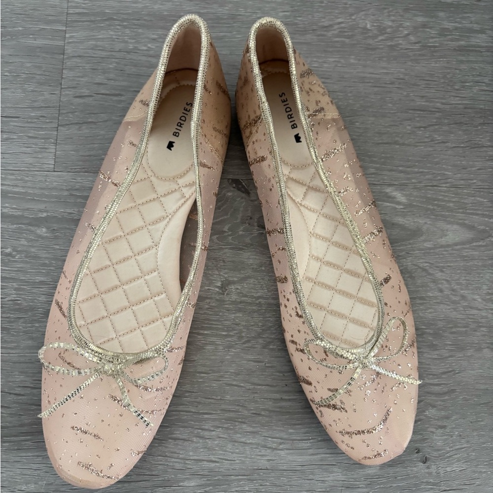 Birdies Beige Glitter Ballet Flats